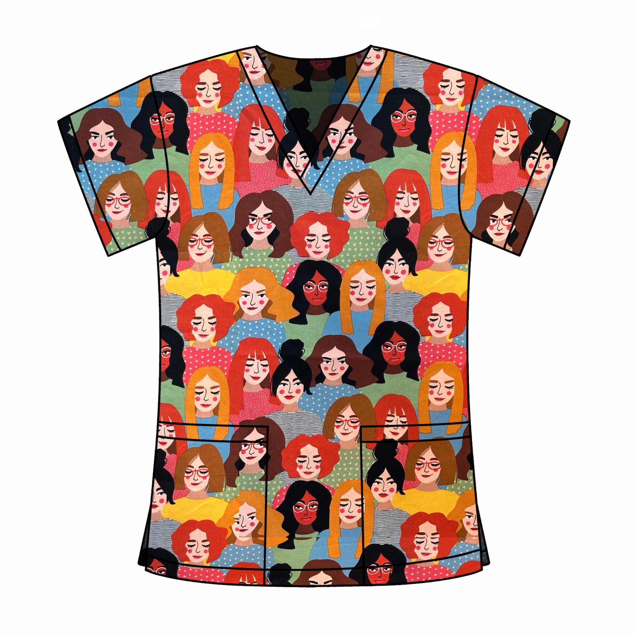 FACES OF THE WORLD SCRUB TOP