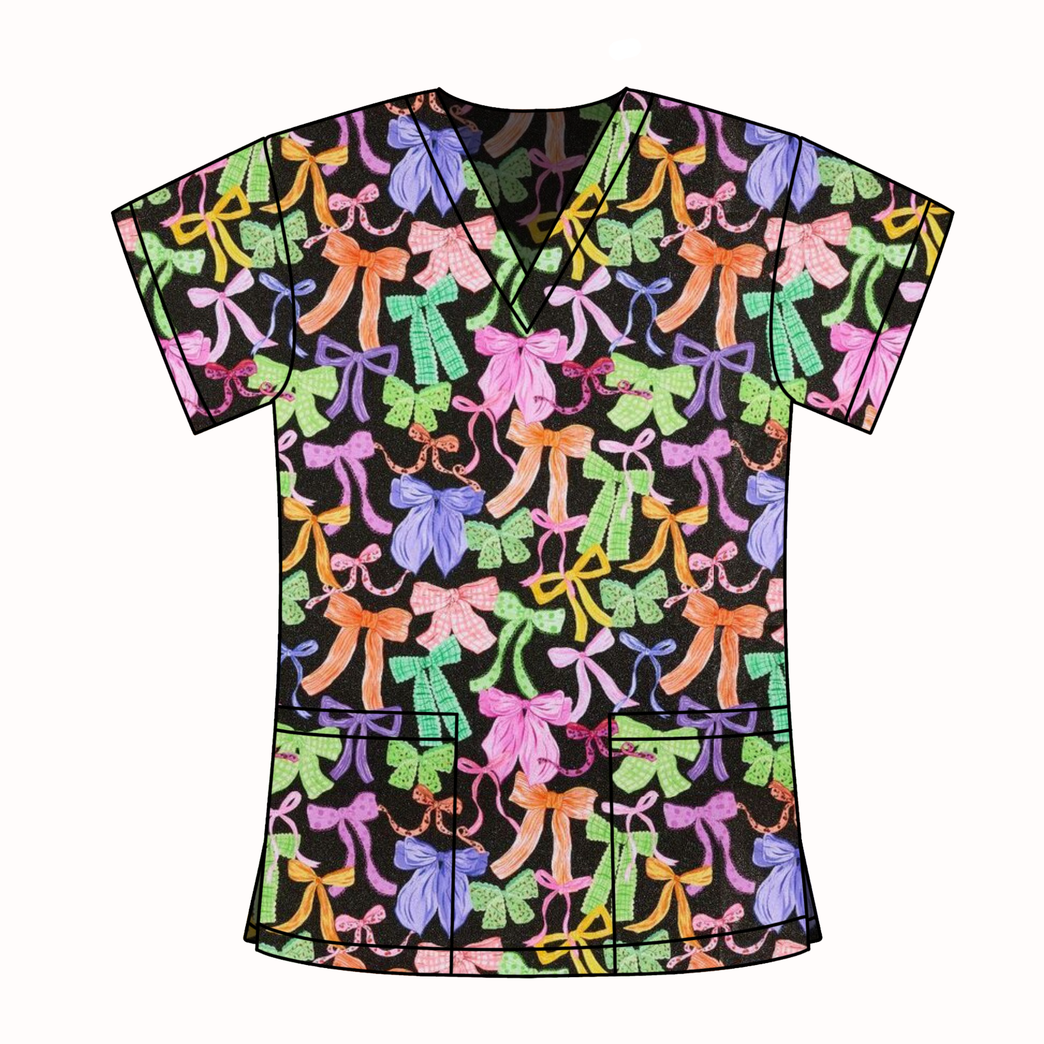 SPOOKY BOWS SCRUB TOP