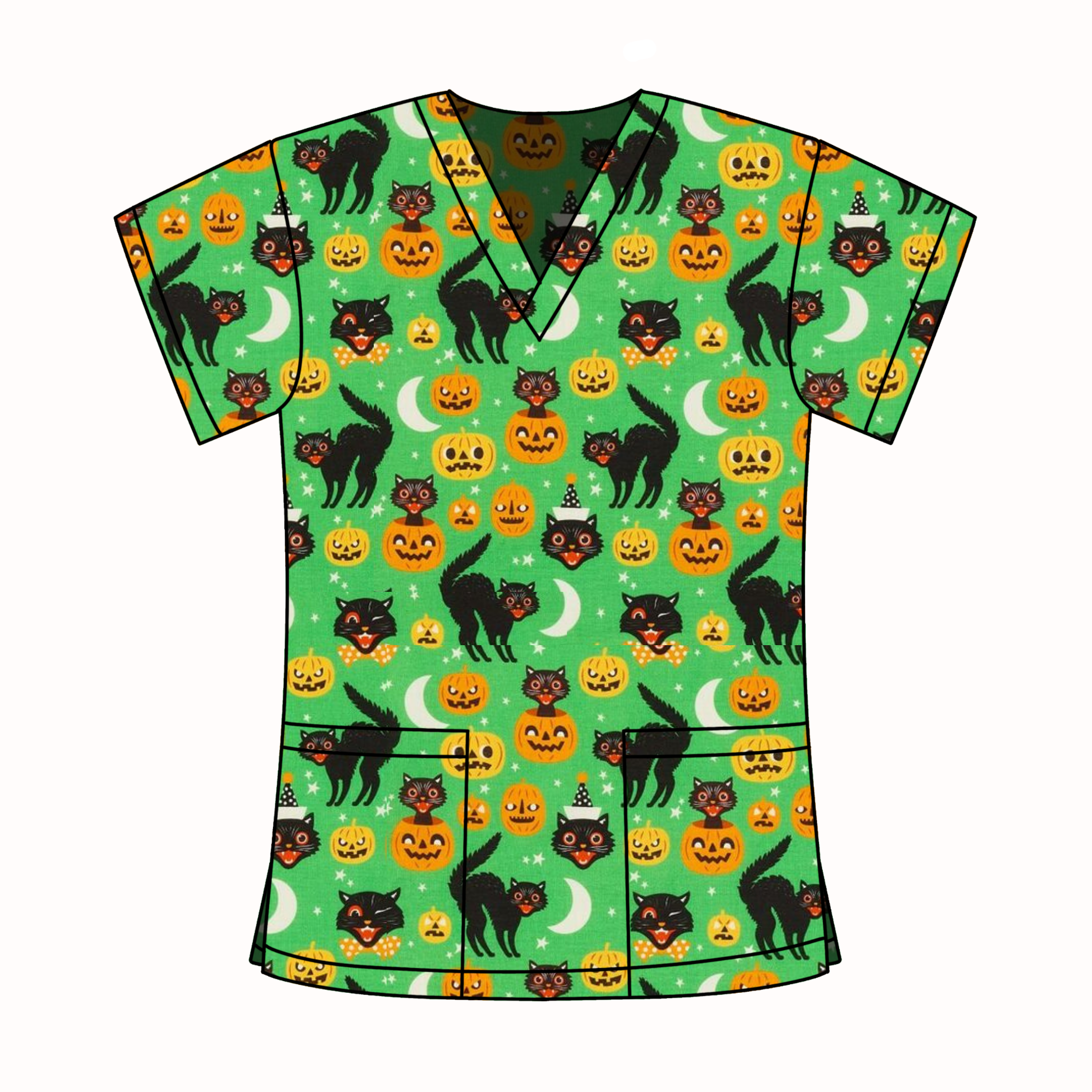 SPOOKED KITTEN SCRUB TOP