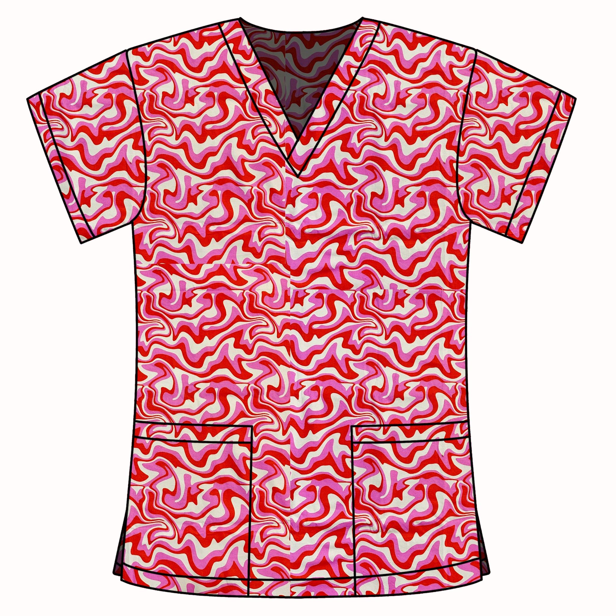 PSYCHEDELIC WAVES SCRUB TOP
