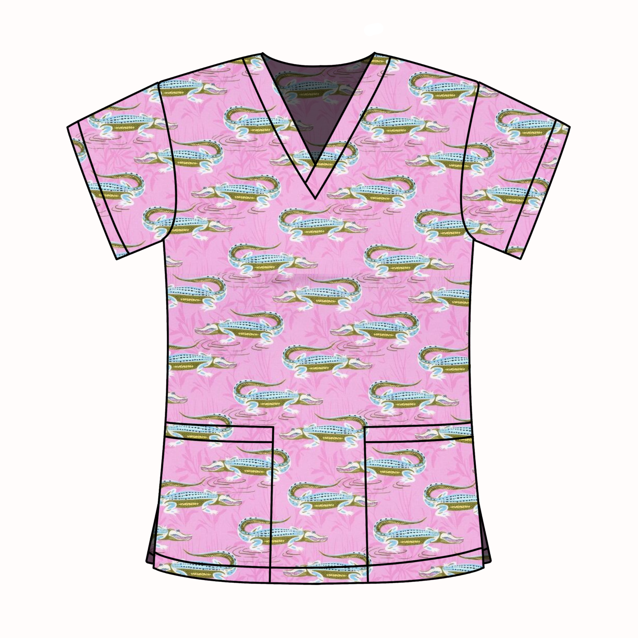 PINK CROC SCRUB TOP