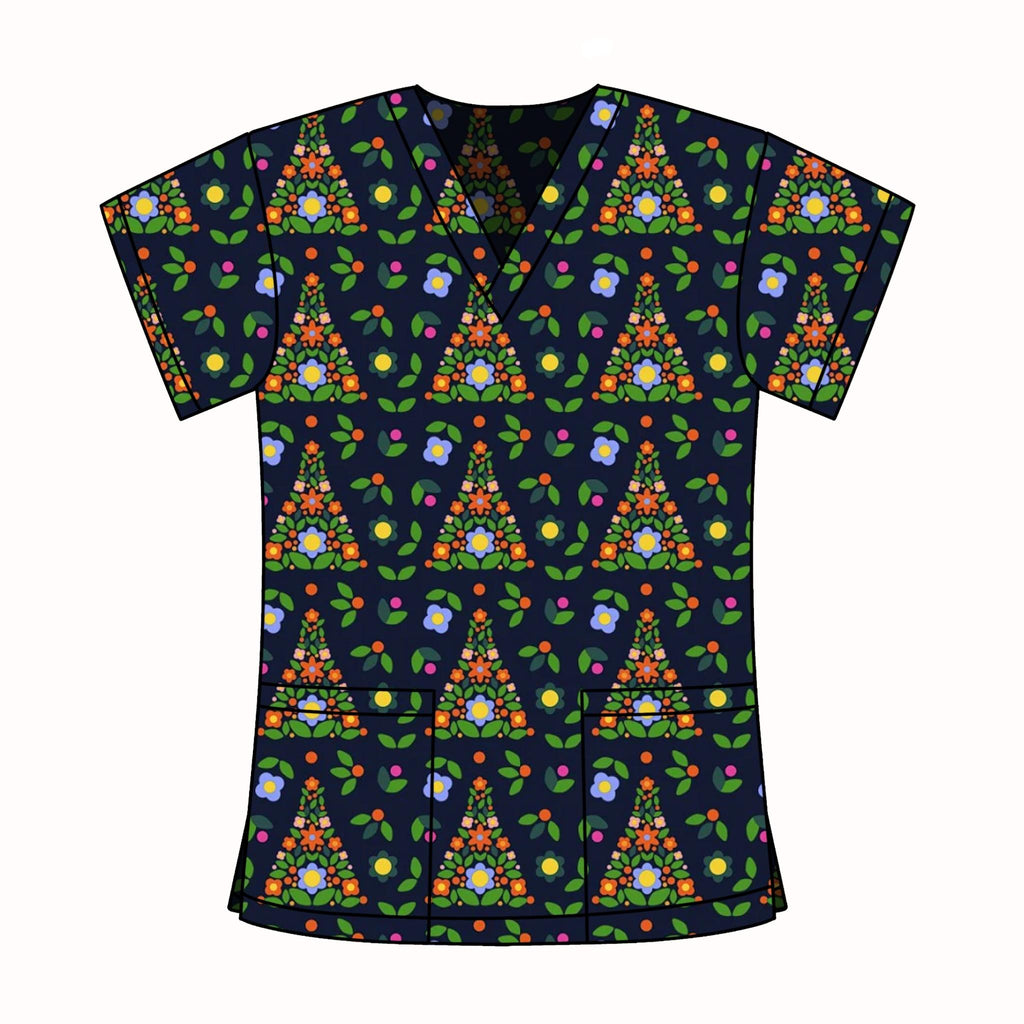 XMAS TREE SCRUB TOP