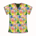 XMAS TREE PATCHWORK SCRUB TOP
