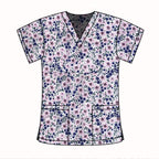 PURPLE FLORALS SCRUB TOP