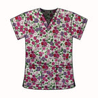 PINK FLORALS SCRUB TOP
