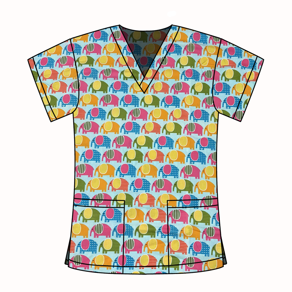 BLUE ELEPHANT SCRUB TOP