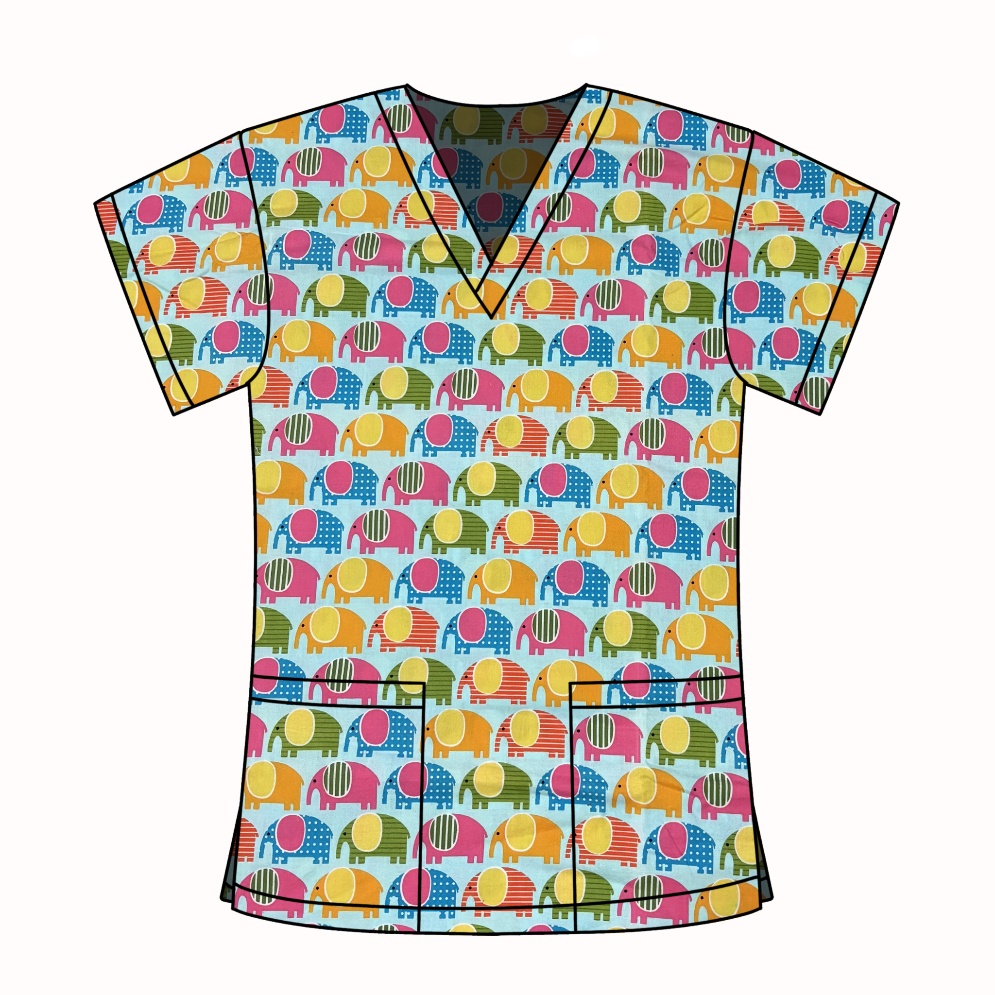 BLUE ELEPHANT SCRUB TOP