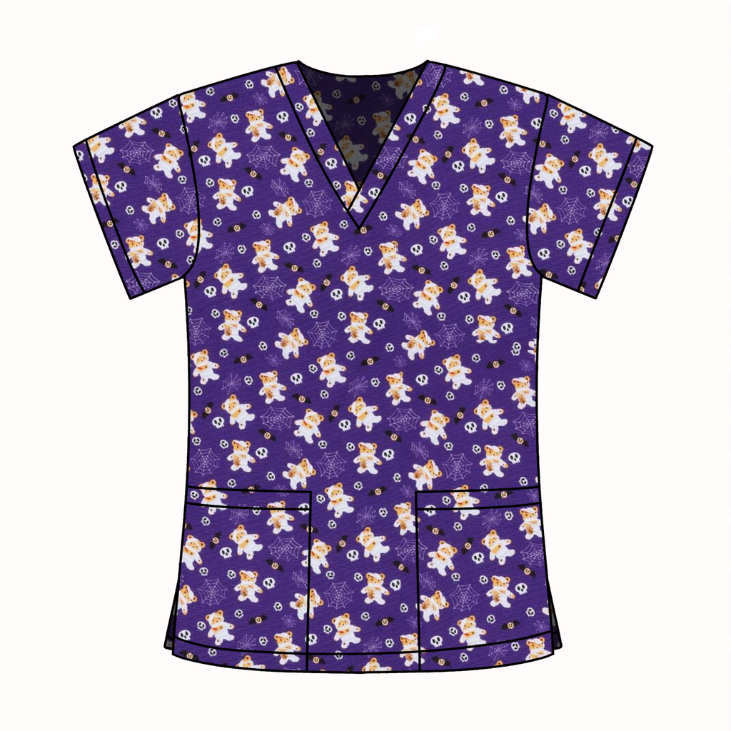 TEDDY BEAR MUMMY SCRUB TOP
