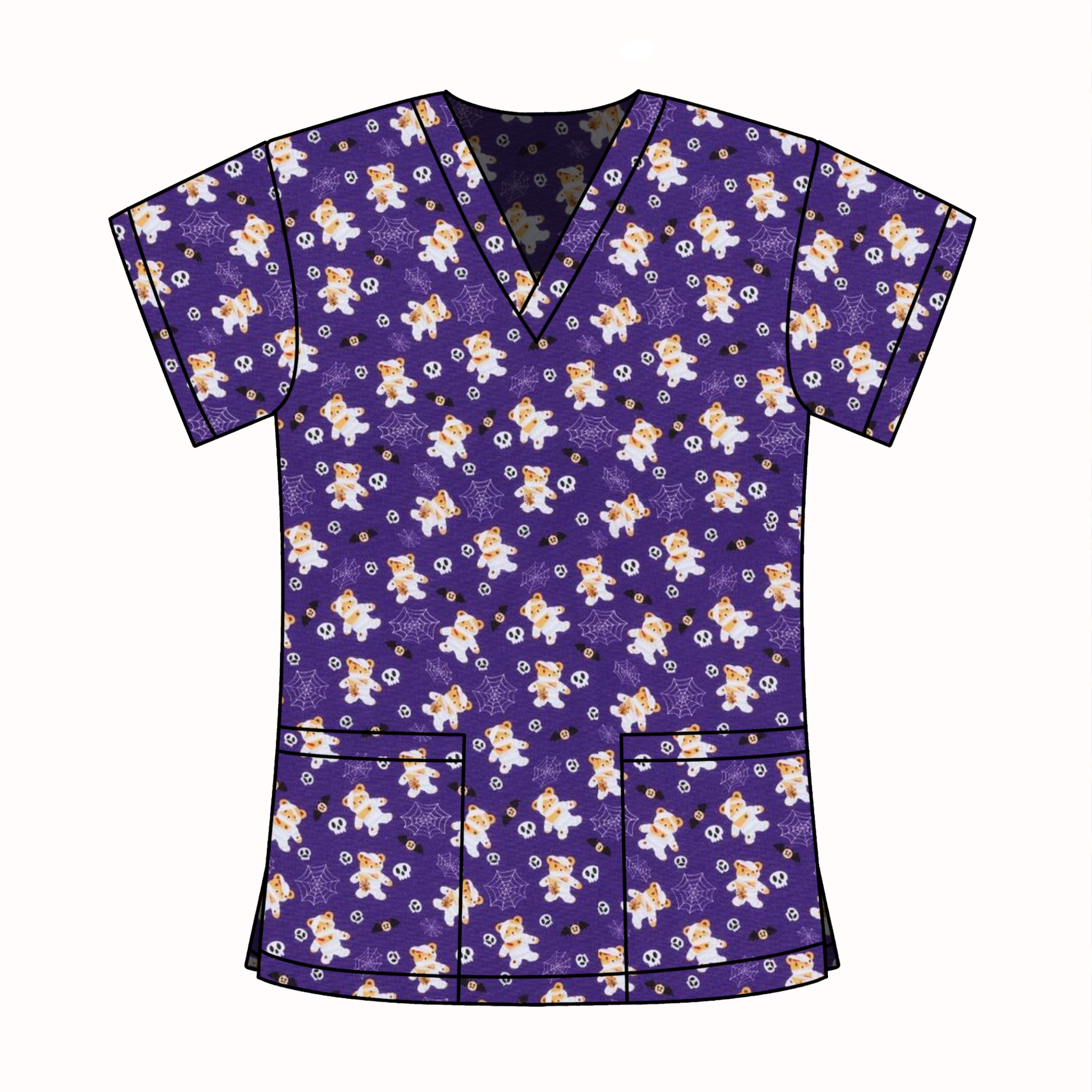 TEDDY BEAR MUMMY SCRUB TOP