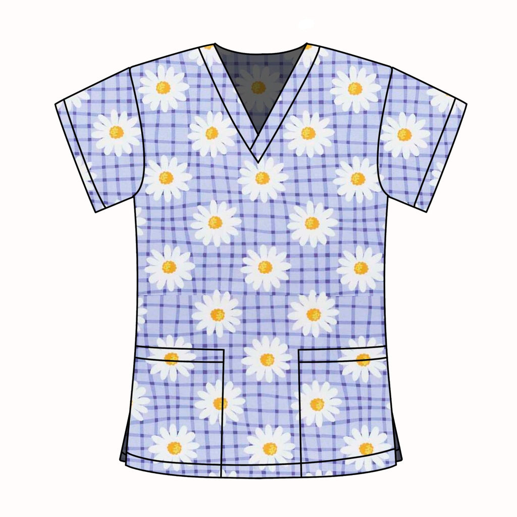 PURPLE DAISY SCRUB TOP