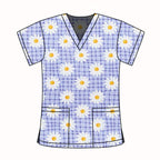 PURPLE DAISY SCRUB TOP