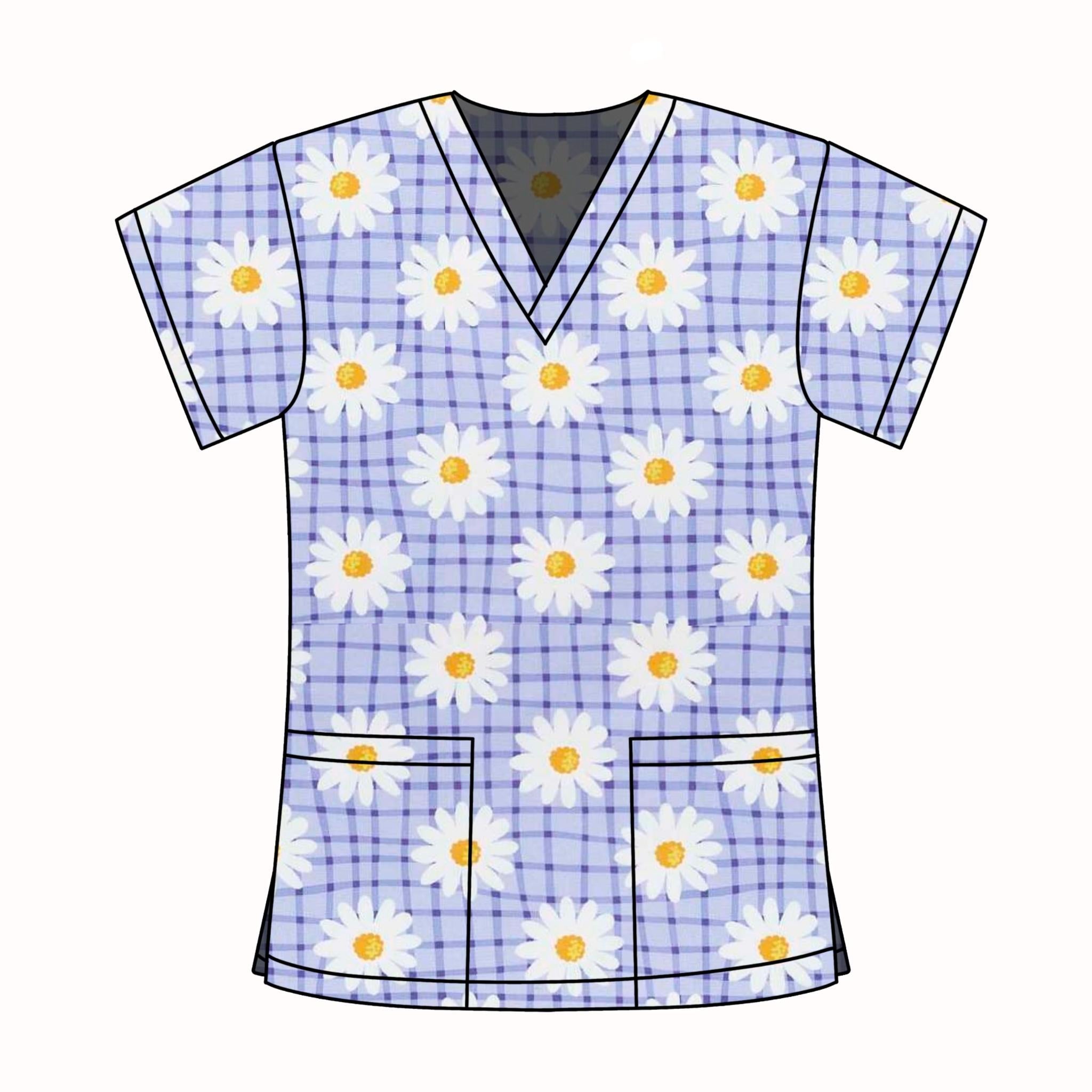 PURPLE DAISY SCRUB TOP
