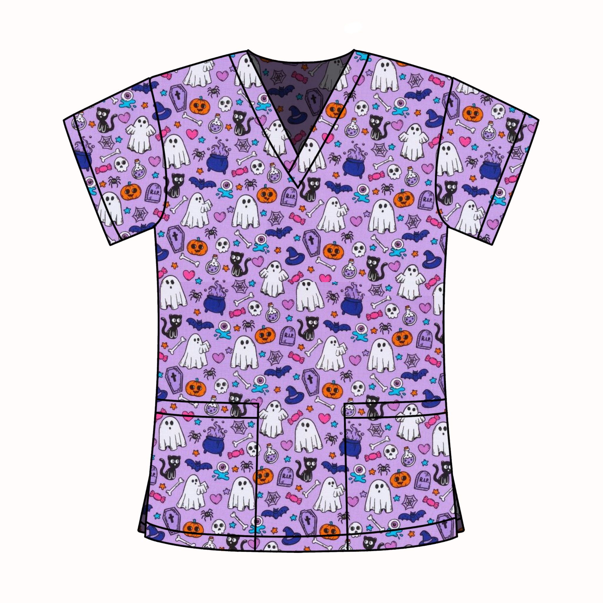 SPOOKY VIBES SCRUB TOP