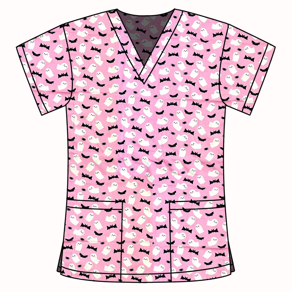 PINK GHOST SCRUB TOP