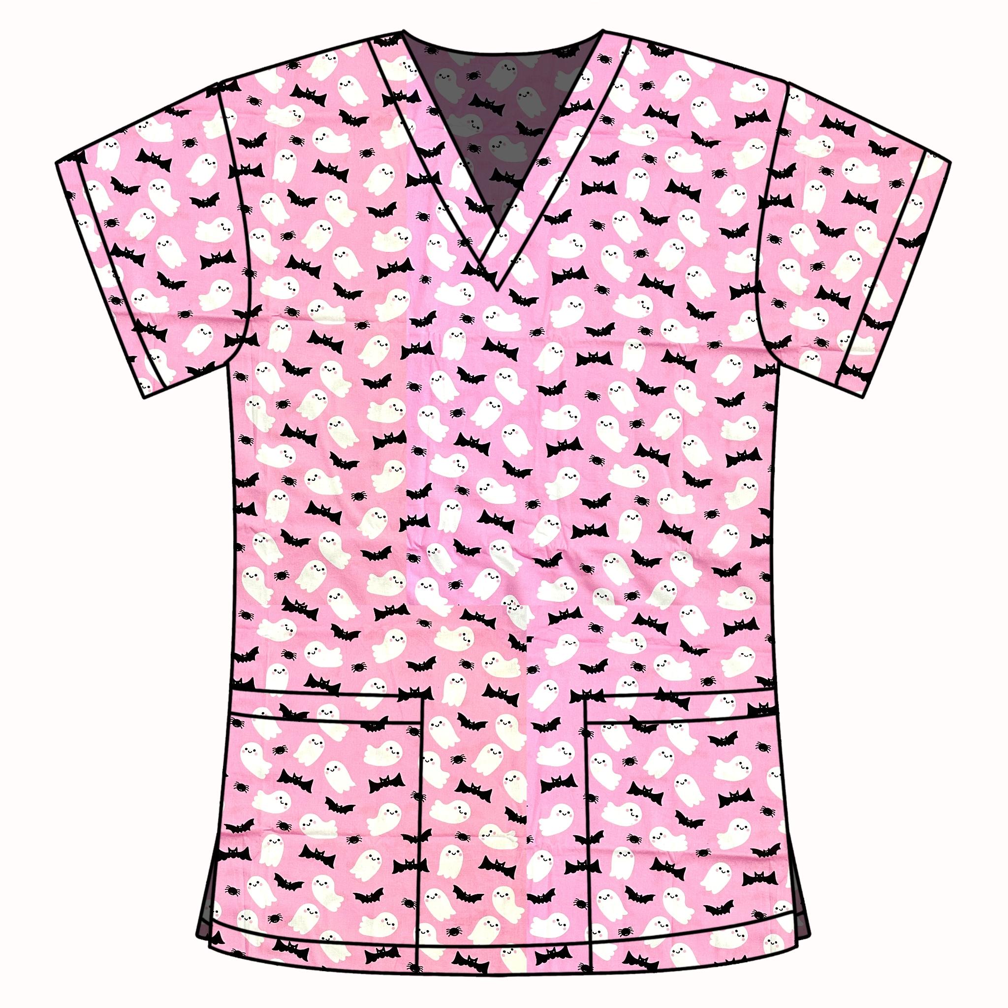 PINK GHOST SCRUB TOP