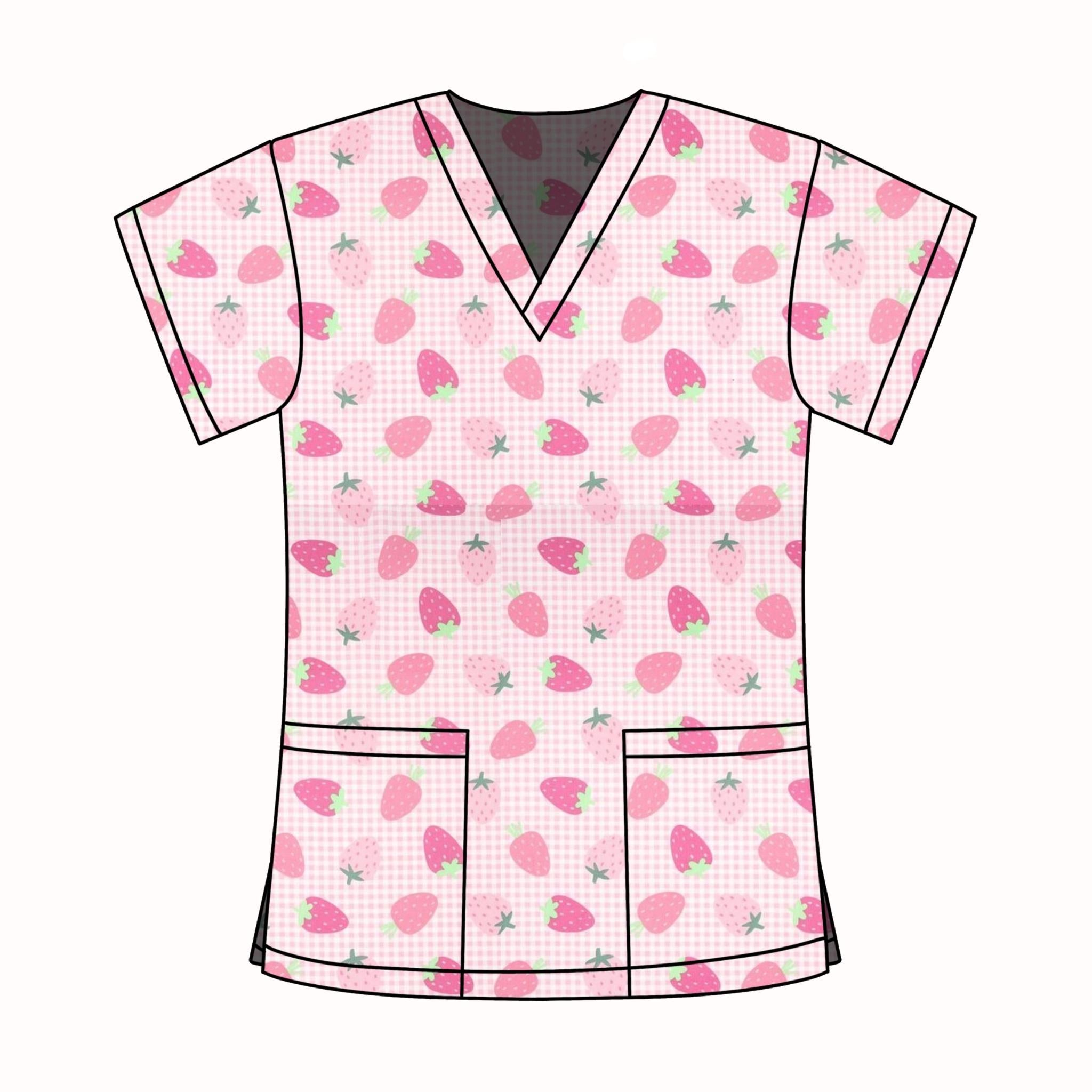 STRAWBERRY DELIGHT SCRUB TOP