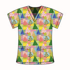 XMAS TREE PATCHWORK SCRUB TOP