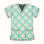 GREEN DAISY SCRUB TOP