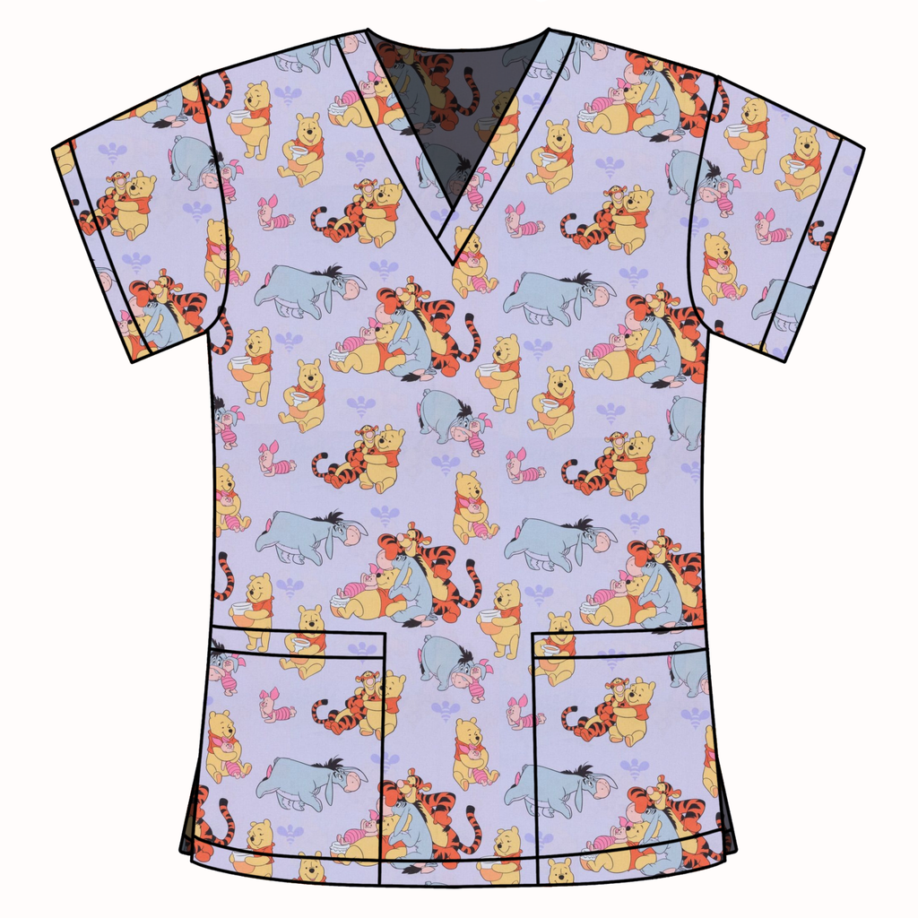 WINNIE & FRIENDS SCRUB TOP