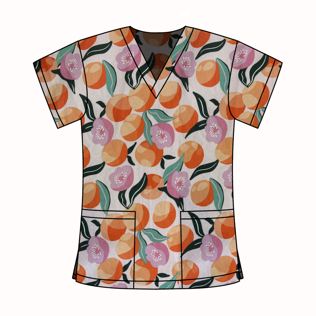 PEACHES AND CREAM SCRUB TOP
