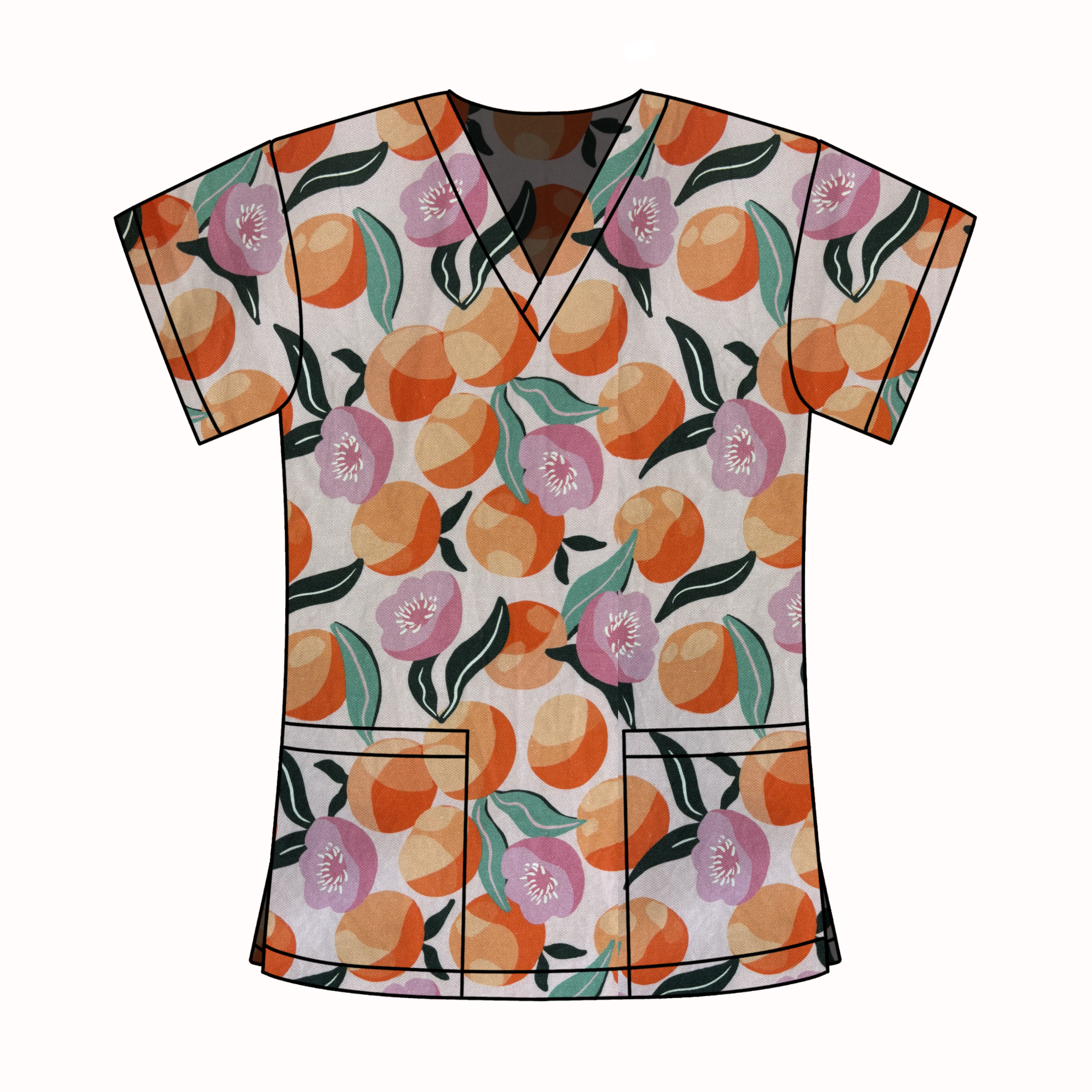 PEACHES AND CREAM SCRUB TOP