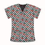GINGHAM CHERRY SCRUB TOP