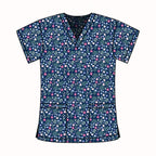 NAVY FLORAL SCRUB TOP