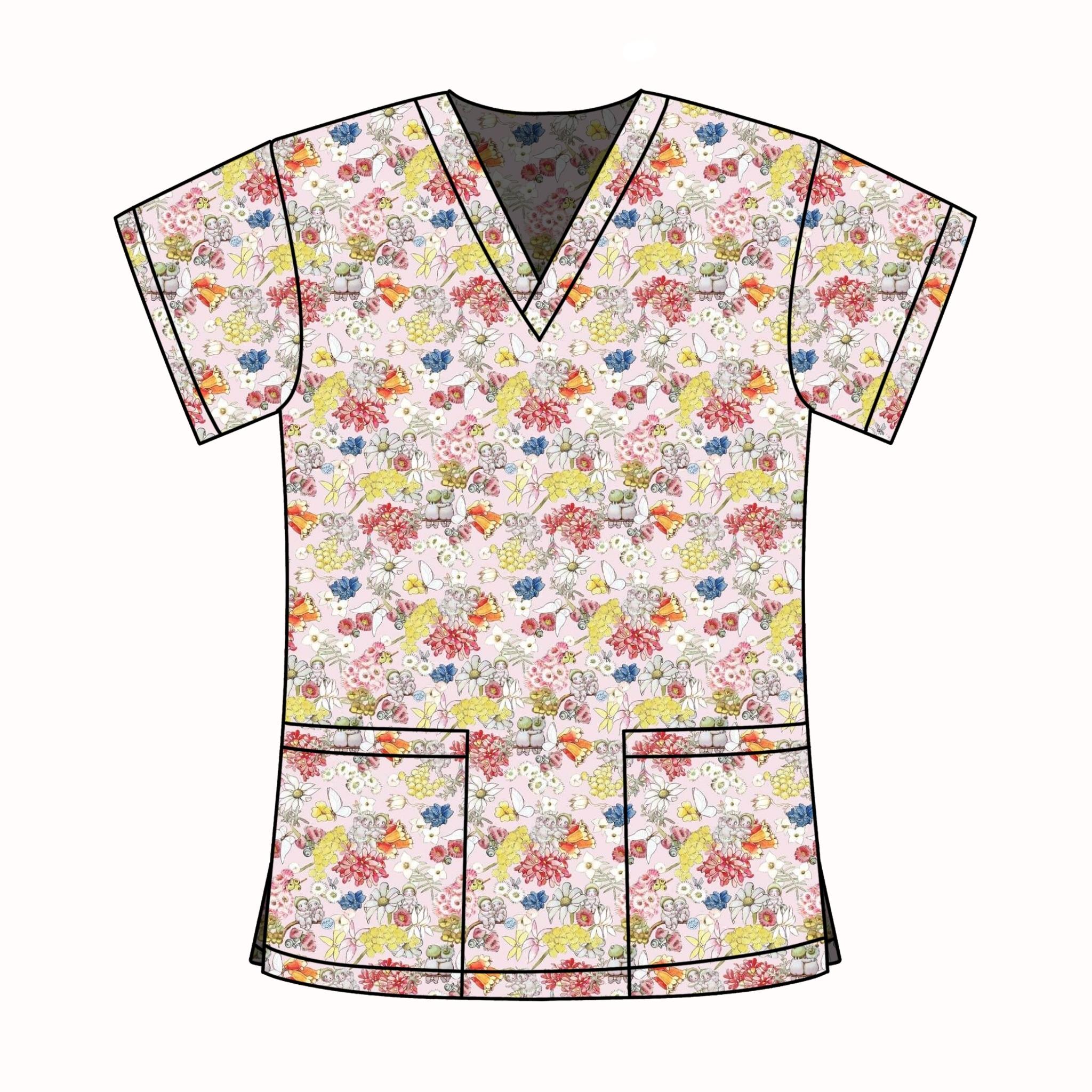 PINK SNUGGLEPOT SCRUB TOP