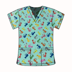 RAINBOW CAT SCRUB TOP