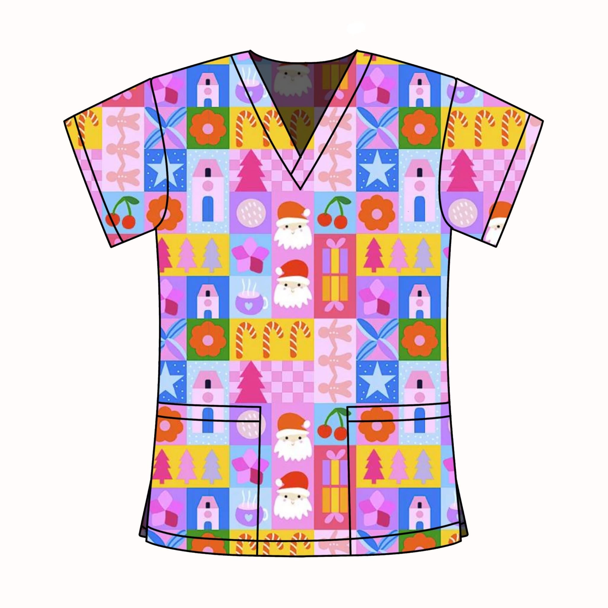 JOLLY SANTA SCRUB TOP