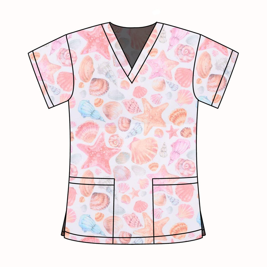 SEA SHELLS SCRUB TOP