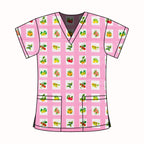 GINGHAM FRUIT SCRUB TOP