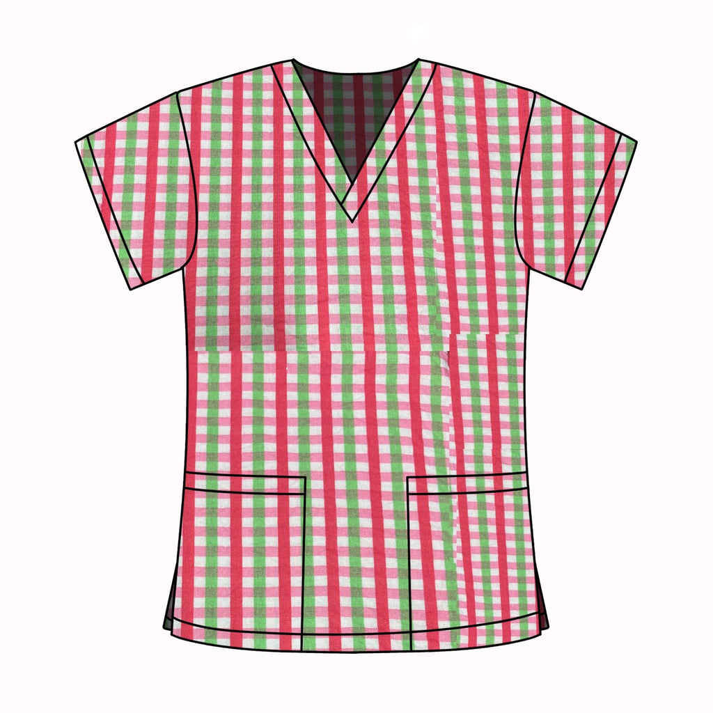 FAIRLY ODD PARENTS GINGHAM SCRUB TOP
