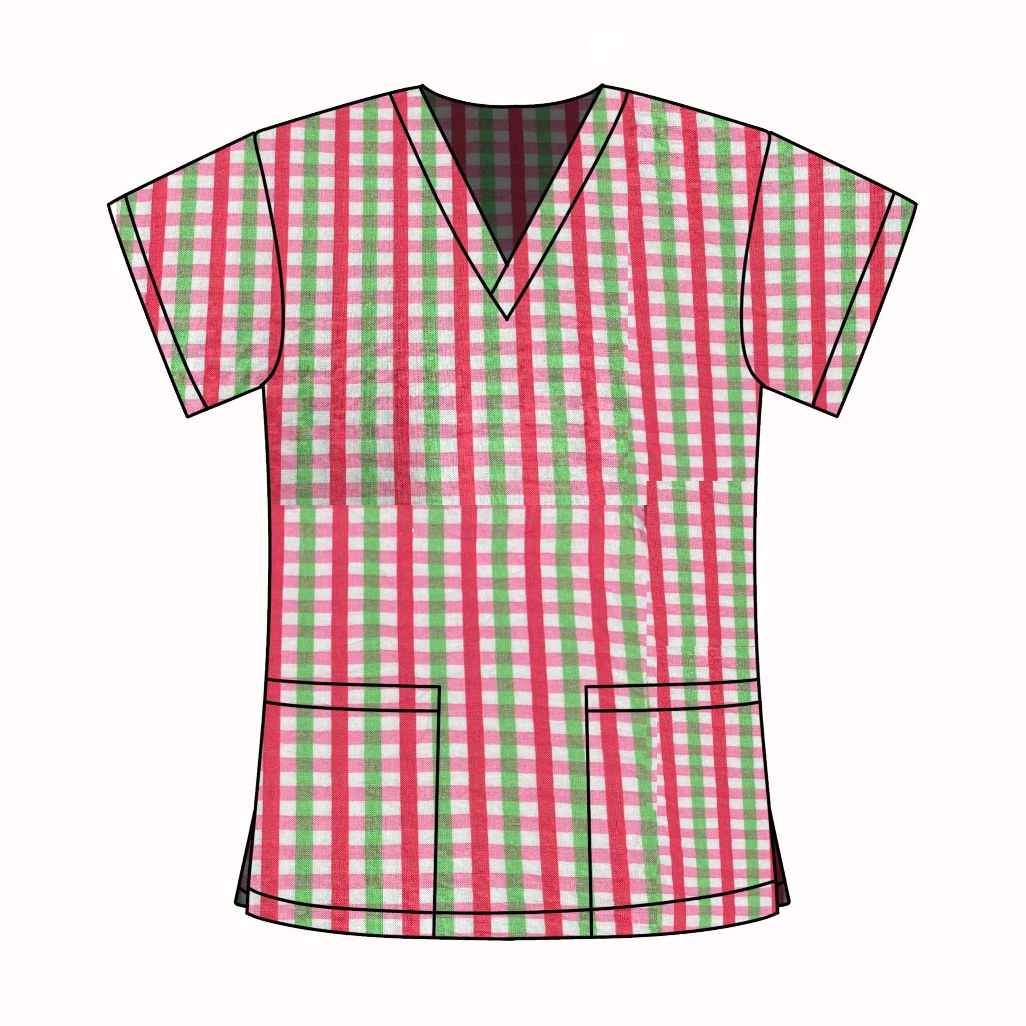 FAIRLY ODD PARENTS GINGHAM SCRUB TOP