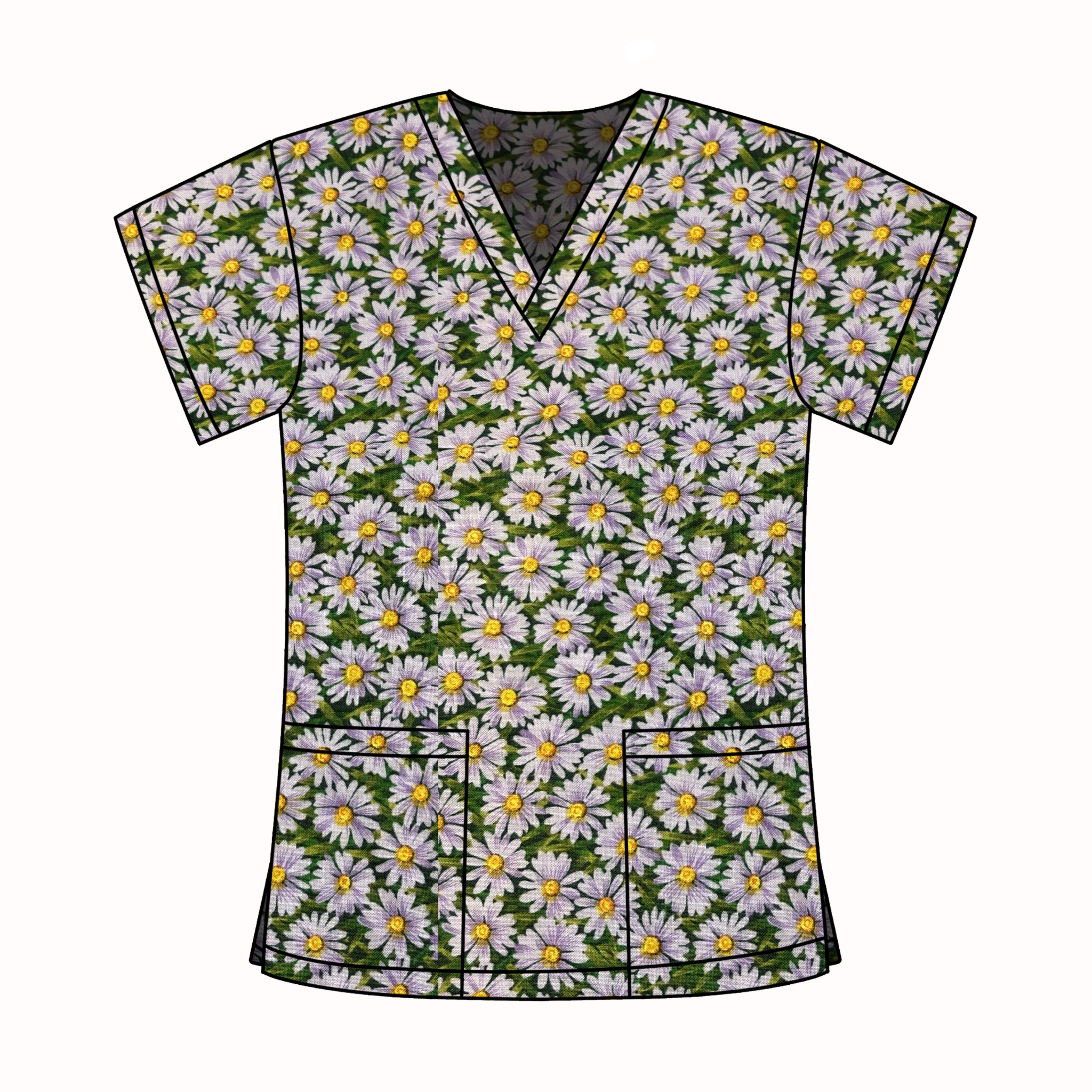 PURPLE SUNFLOWER SCRUB TOP