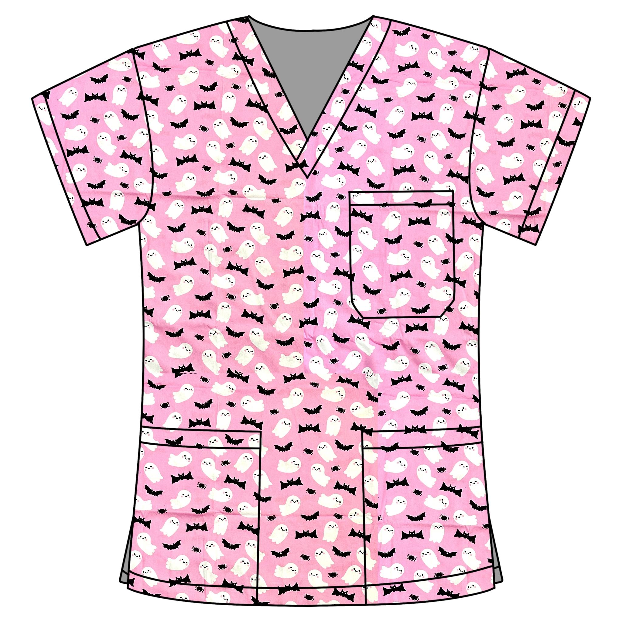 PINK GHOST SCRUB TOP