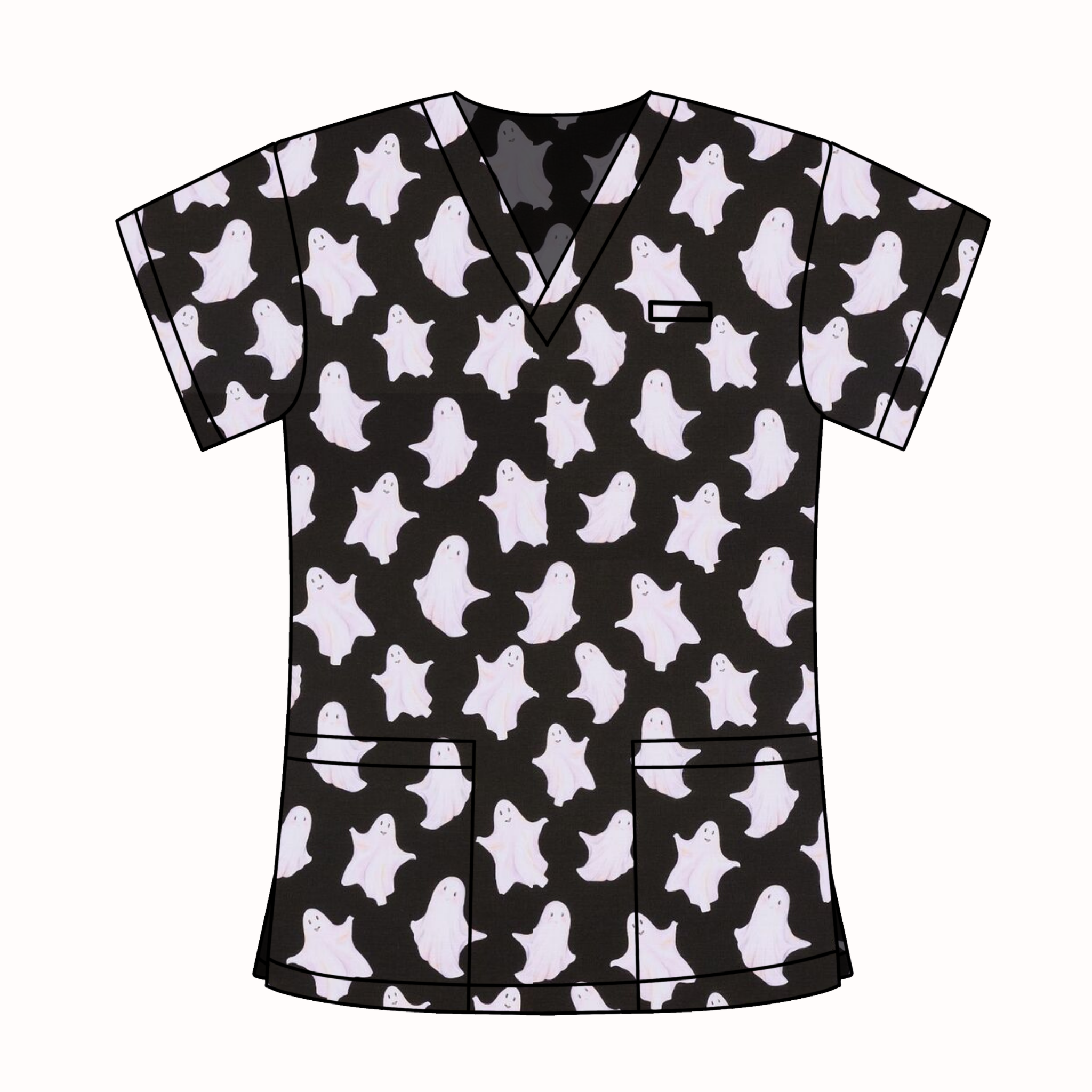 HAPPY GHOSTS SCRUB TOP