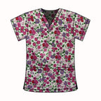 PINK FLORALS SCRUB TOP
