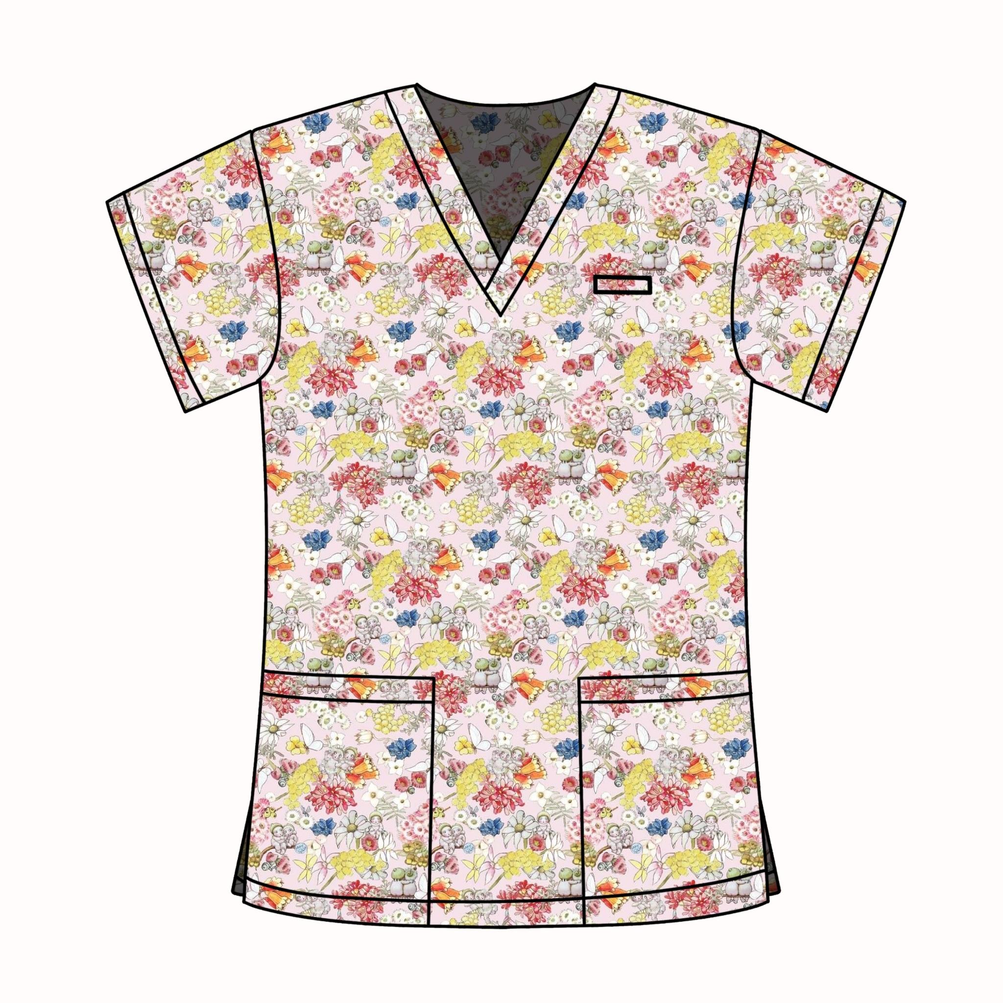 PINK SNUGGLEPOT SCRUB TOP