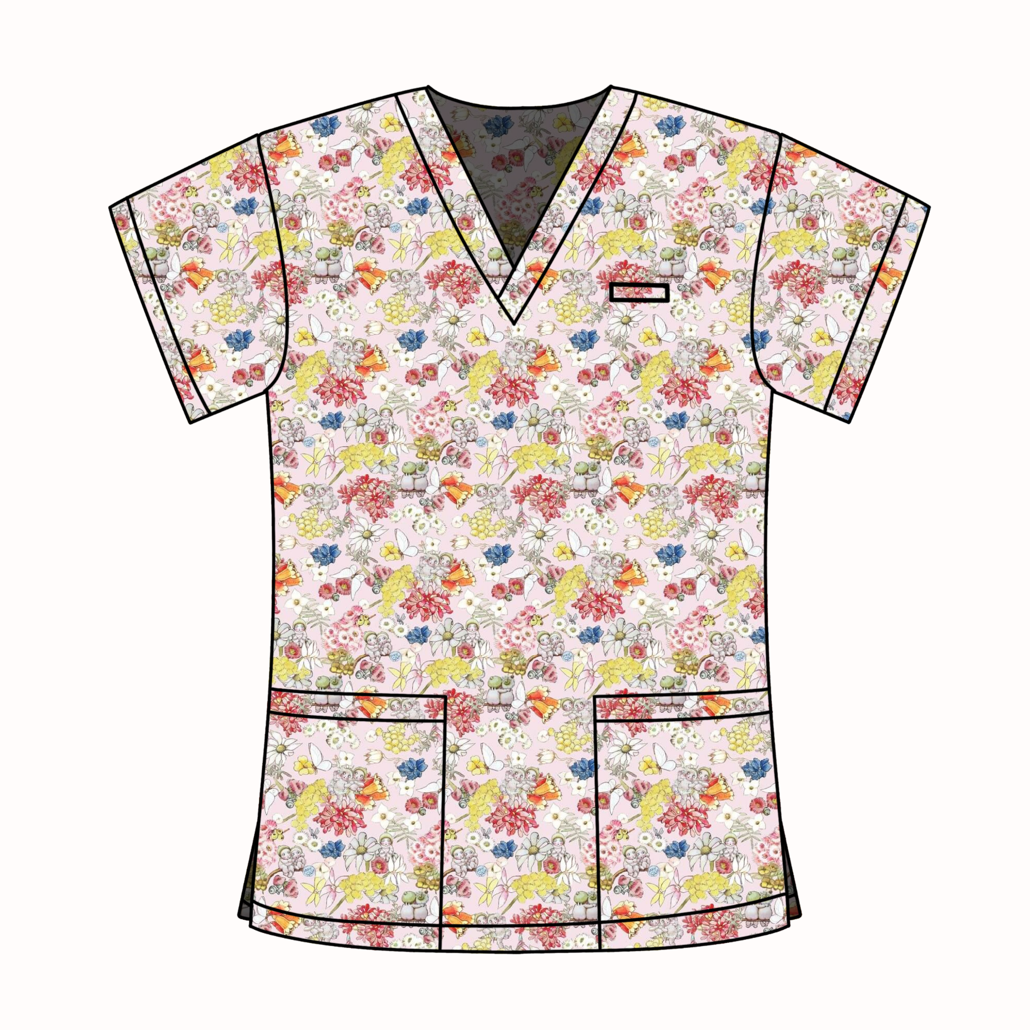 PINK SNUGGLEPOT & CUDDLEPIE SCRUB TOP