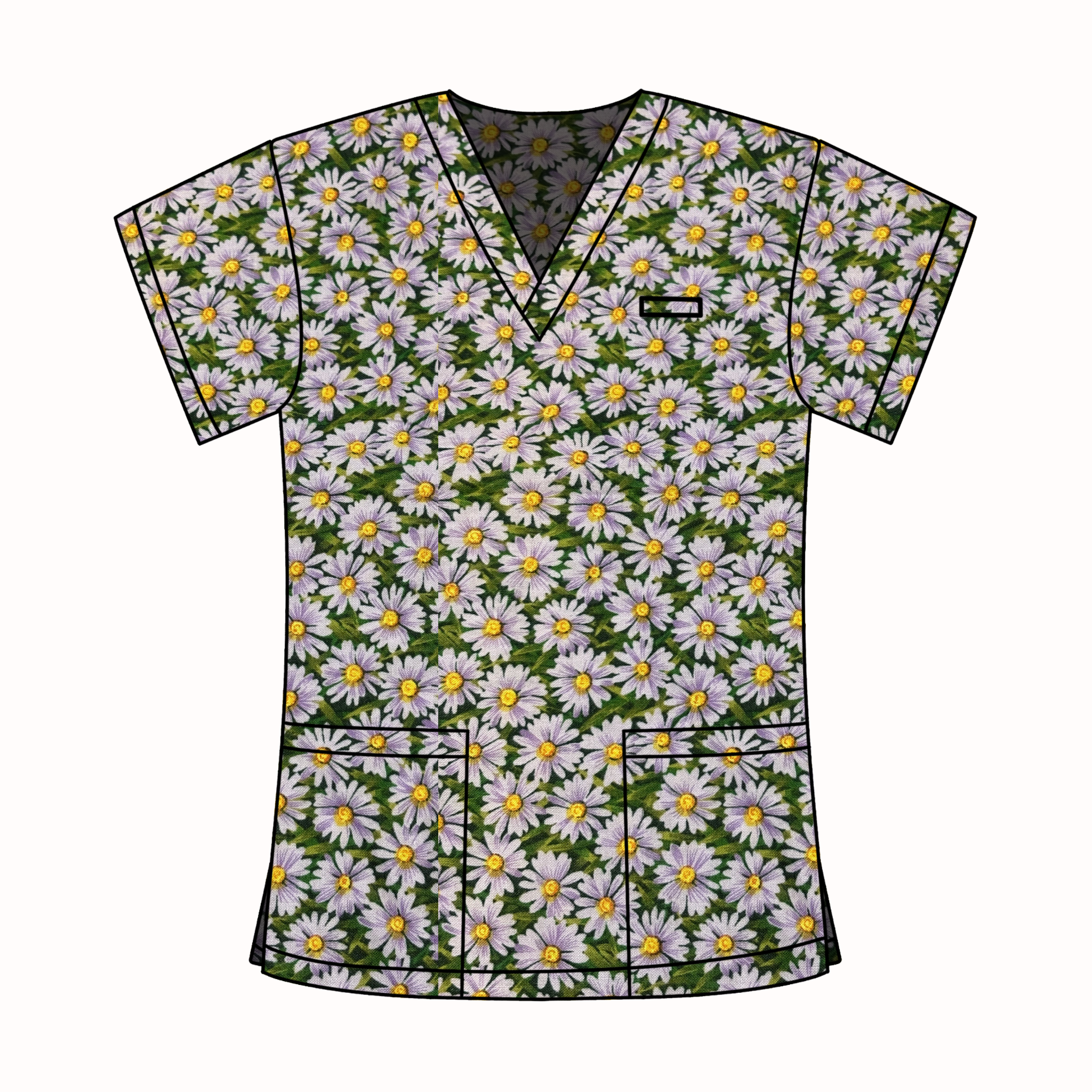 PURPLE SUNFLOWER SCRUB TOP