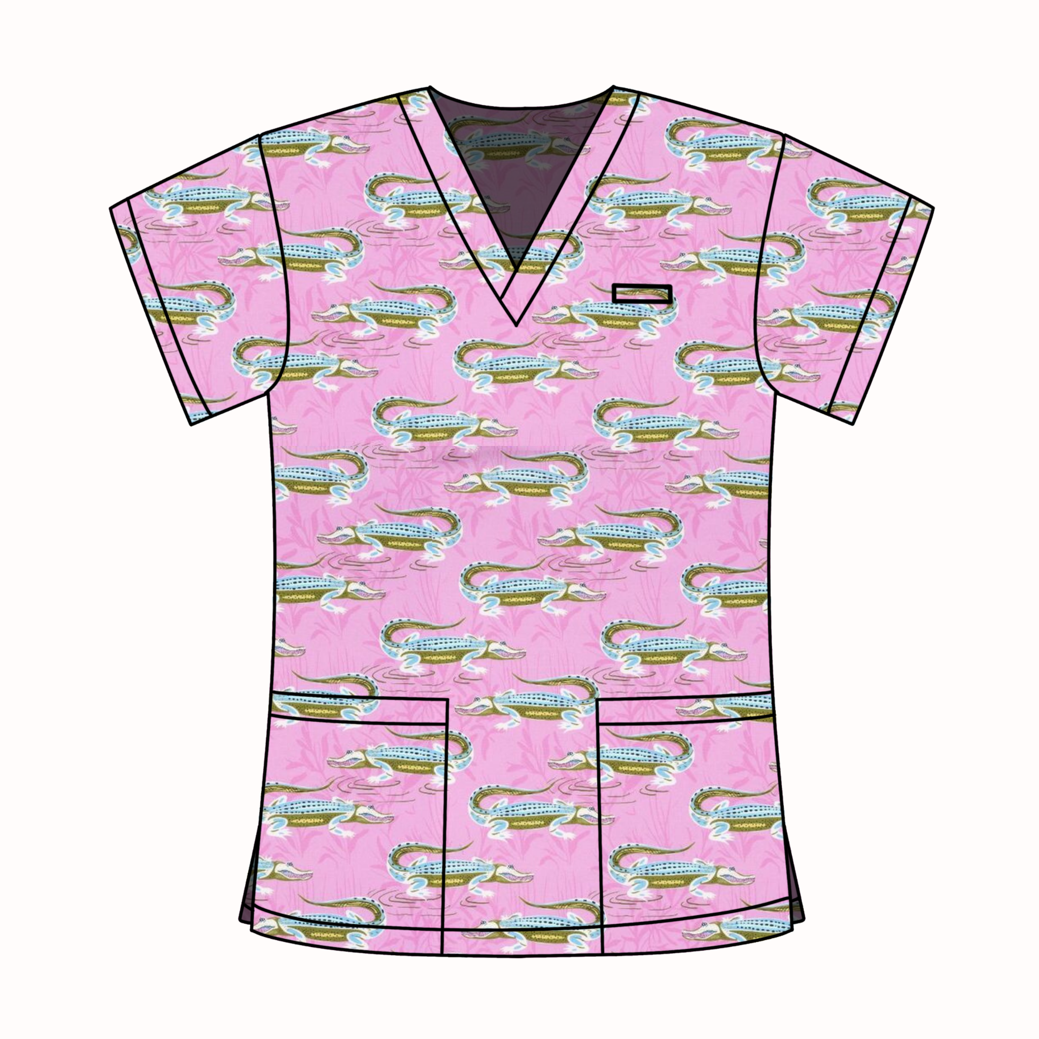 PINK CROC SCRUB TOP