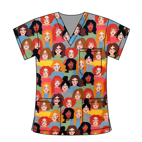 FACES OF THE WORLD SCRUB TOP