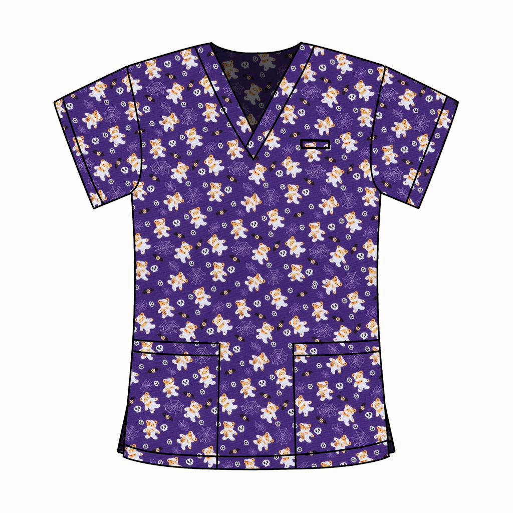 TEDDY BEAR MUMMY SCRUB TOP