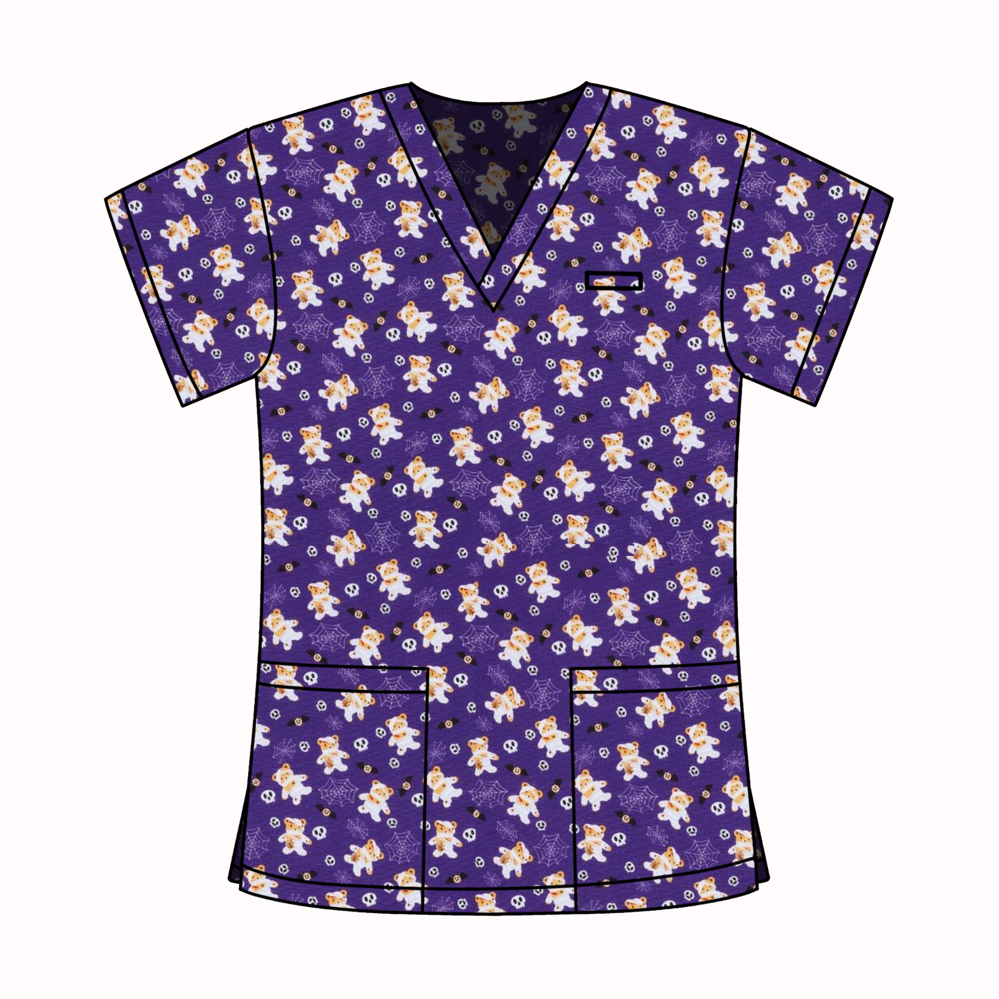 TEDDY BEAR MUMMY SCRUB TOP