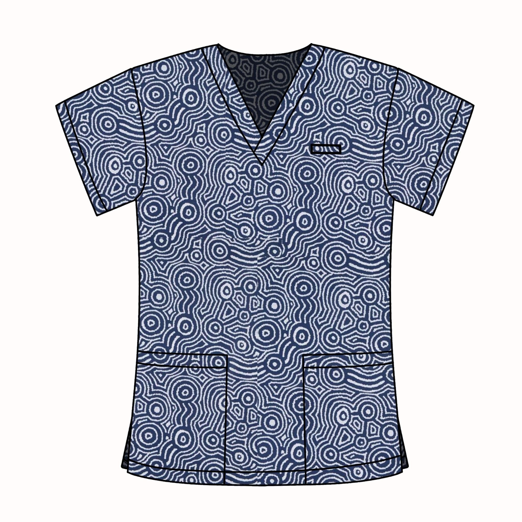WATER DREAMING SCRUB TOP