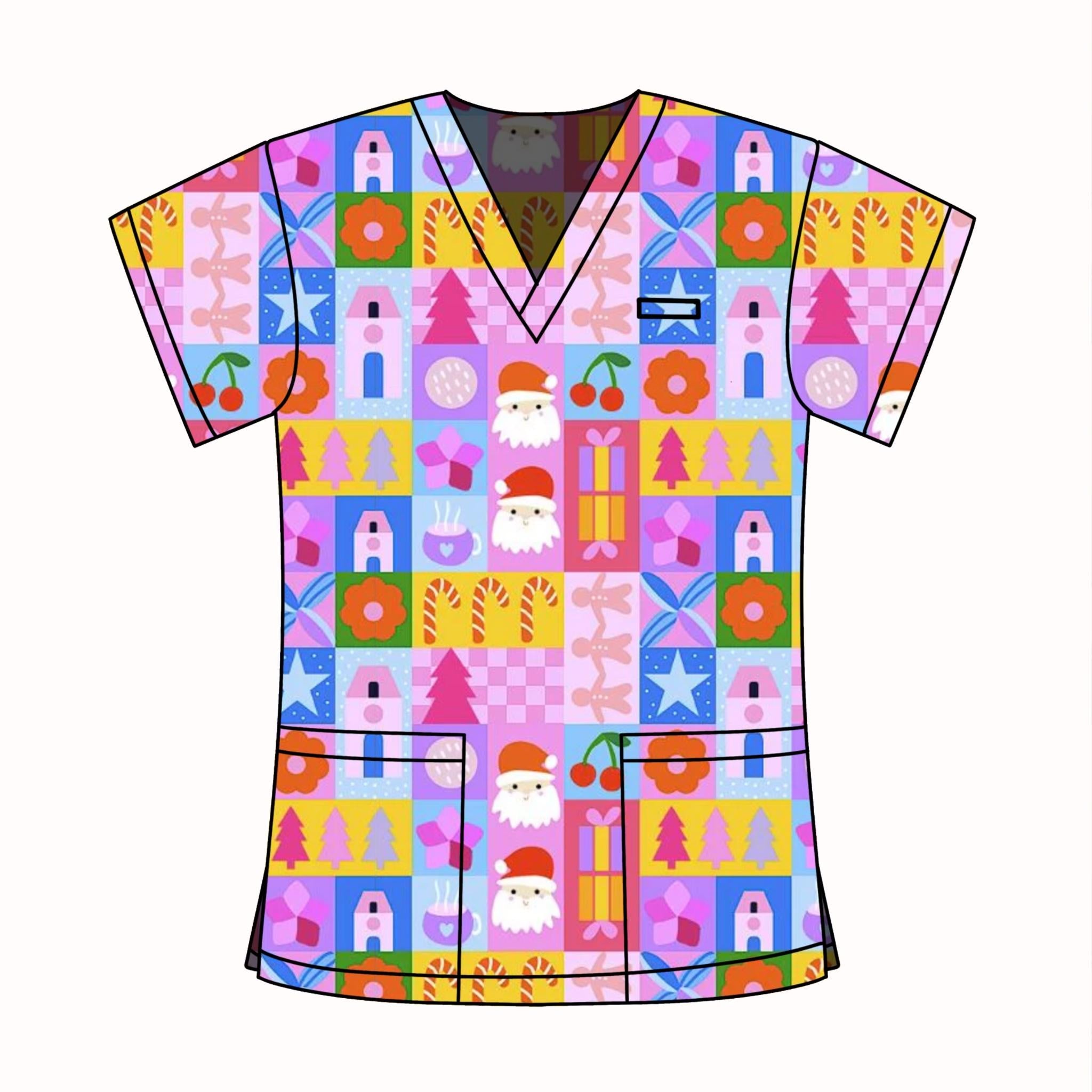JOLLY SANTA SCRUB TOP