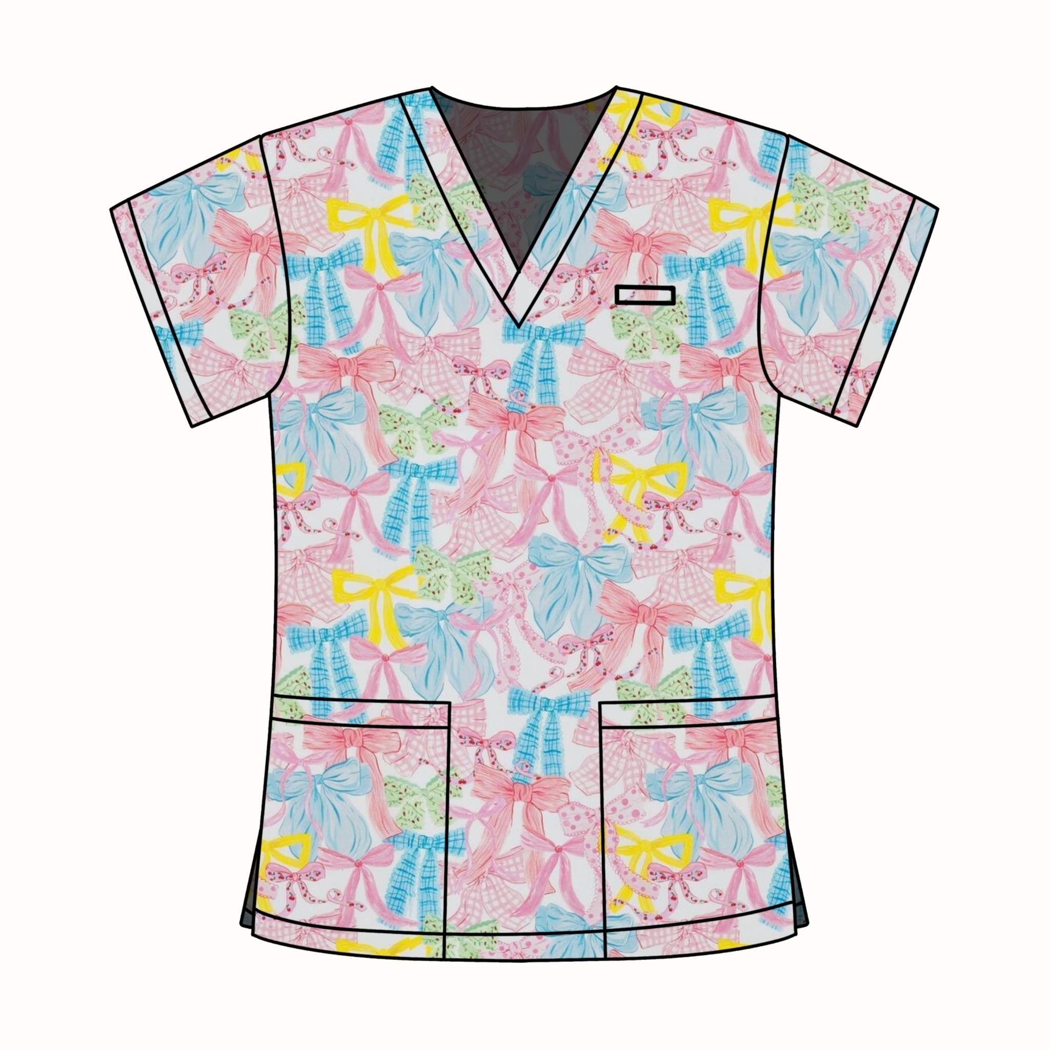 PASTEL BOW SCRUB TOP