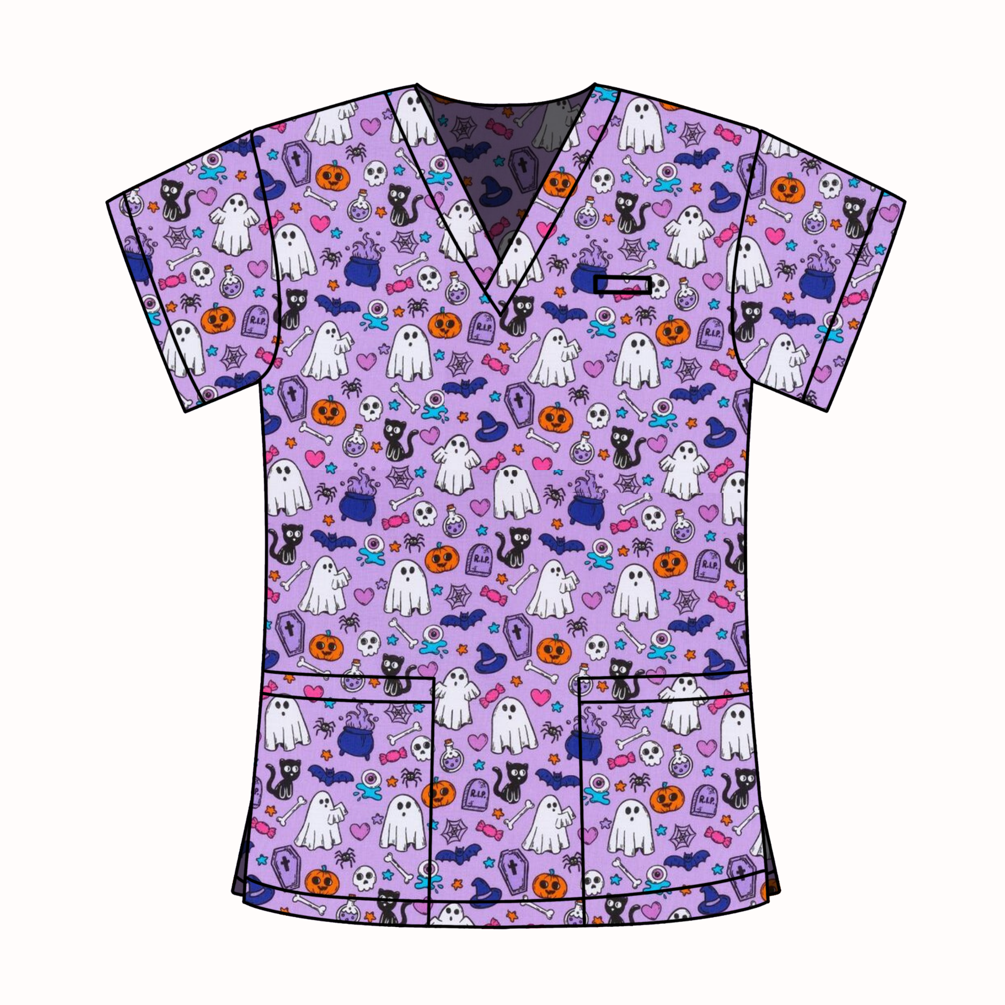 SPOOKY VIBES SCRUB TOP
