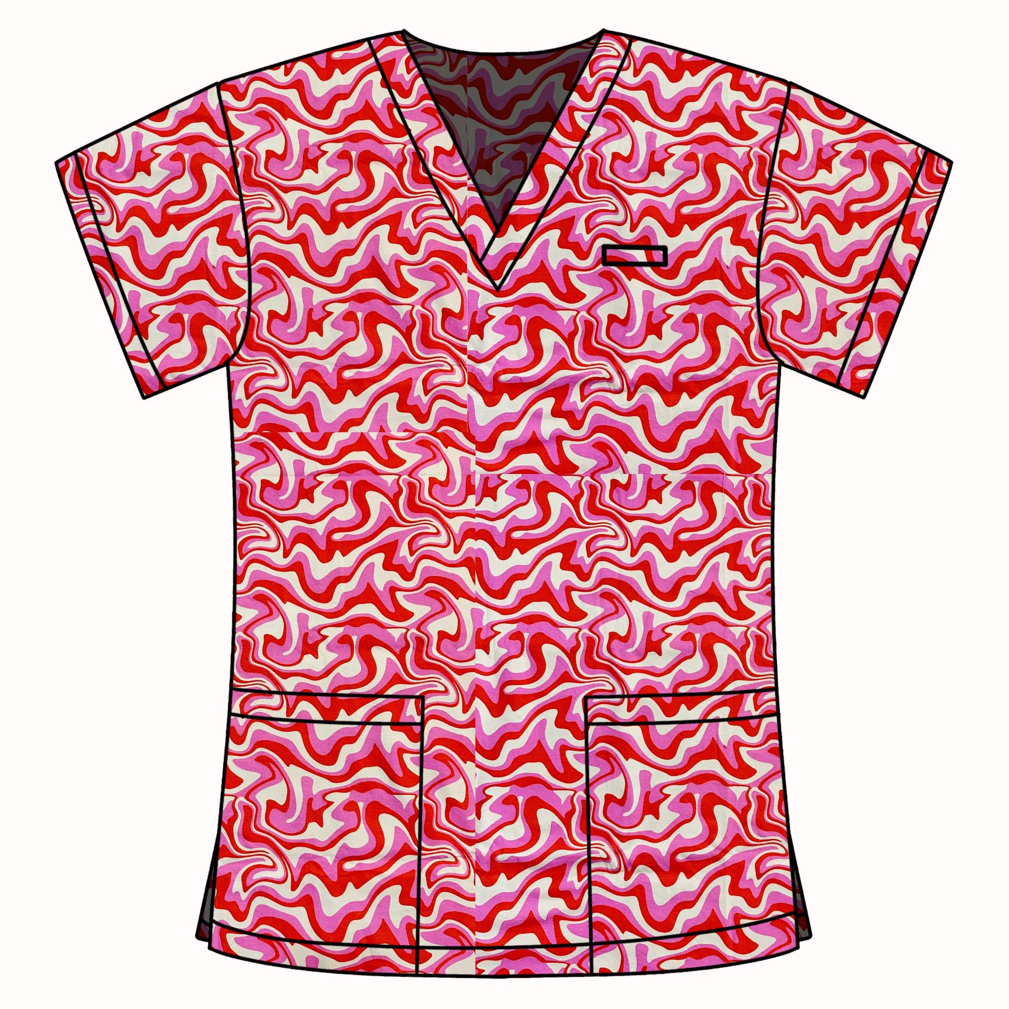 PSYCHEDELIC WAVES SCRUB TOP